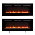 Dimplex Sierra Optiflame Media Wall Fireplace, 48"/ 121.9cm, Wall Mounted, Recess Fit, Free Standing Electric Fire, 7 Colour Themes, Choice of Fuel Beds, Cool Touch Glass, 1.6kW Electric Heater