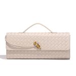 Lieits Woven Tote Bag for Women Vegan Leather Handmade Woven Shoulder Handbag Crossbody Bag Adjustable Shoulder Strap, Off-white