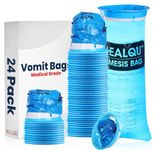 Healqu Hospital Vomit Bags - 24 Pack 1000ml Car Throw Up Bag - for Airsick Travel & Motion Sickness - Leak Resistant Medical Grade Puke Bag - Disposable Barf Bags Throw Up, Nausea