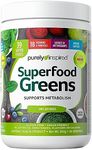 Purely Inspired Greens Powder Smoothie Mix | Purely Inspired Greens Powder Superfood | Super Greens Powder Organic | Fruit + Veggie Superfood Powder | Green Smoothie Powder, 24 Servings ( Packaging May Vary )