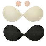 ENEChuoLi Strapless Bra Backless Adhesive Silicone Stick-on Seamless Push-up Invisible Bra for Low Back Dresses, Wedding Gowns, Prom, Formal Events