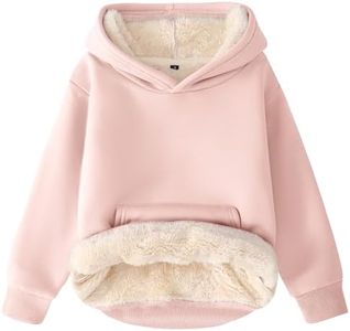 Flygo Unisex Boys Girls Fleece Lined Sherpa Hoodie Kids Warm Winter Hoodies Pullover Hooded Sweatshirt Sweater(PalePeach-M)