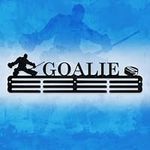 Ineidolin Personalized Hockey Goalie Medal Holder with Name Display Rack for Awards Ribbons, Metal Custom Hockey Goalie Race Plaque Hanger, Gift for Hockey Goalie, 12 Rungs for Medals & Ribbons