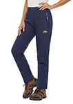 TACVASEN Women's Winter Trousers Fleece Lined Snow Ski Pants Water Resistant Windproof Warm Winter Trousers Navy Blue