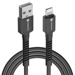 Portronics Konnect X USB to 8 Pin Cable with 3A Output, Fast Charging & Data Transfer, Nylon Braided, Aluminium Alloy Shell, 1M Length compatible with 8 PIN Devices(Black)