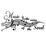 Music is The Voice of The Soul Vinyl Wall Decals Quotes Sayings Music Symbols Words Arts Lettering for Music Room