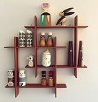 EVETO Wooden Dual Squares Wall Shelf| Wall Mount| Wall Rack| Wall Bracket| Wall Cabinet| Floating Wall Shelves for Home Decor, Living Room, Kitchen, Bedroom, Storage, Office (Brown)