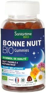 Santarome Bio - Bonne Nuit Bio - Sommeil de qualité - A base de Pavot de Californie & Mélisse, Sans mélatonine - Goût Cassis - 30 gummies - France