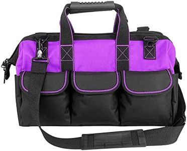 Yongzhenlite Garden Tools Bag 15inch Wide Mouth Tool Bag with Molded Base for Men heavy duty,600D polyester fabric (Purple color)