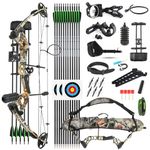 SHARROW Archery Compound Bow Kit 30-55lbs Adjustable Adult Hunting Compound Bow and Arrows Set with All Accessories for Outdoor Shooting Right/Left Hand Avaliable (Right Hand, Camo)