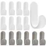 LUCKNIGHT 30Pcs sticky hooks J-Shaped,Coat Hooks Plastic, Sticky Wall Hooks for Hanging, No Drilling Wall Mounted for Towel Keys Coat Bags Hats Robe for Door in Kitchen Bathroom (White+Gray)