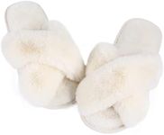 Ankis Women White Fuzzy Fluffy Slip