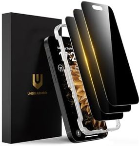 UNBREAKcable Privacy Screen Protector for iPhone 15 Plus, [3 Pack] Shatterproof Tempered Glass [25°Anti-spy][Easy Installation Frame][99.99% HD Clear][9H Hardness] [Anti-Fingerprint] for iPhone 6.7"