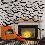 Hiagkmet 116PCS Halloween 3D Bats Decoration 2024 Upgraded, 5 Sizes Realistic PVC Scary Black Bat Sticker Wall Decal Waterproof Black Spooky Bats for Halloween Party Indoor Outdoor Decor Supplies