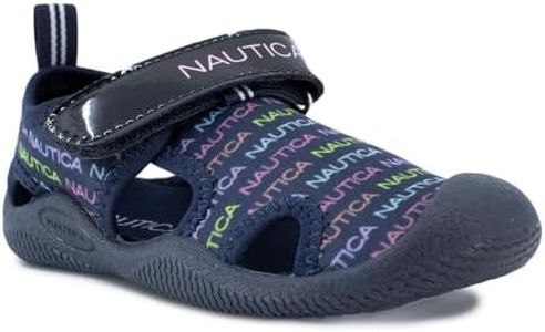 Nautica Kids Protective Water Shoe,Closed-Toe Sport Sandal For Boys and Girls-Kettle Gulf-Navy Rainbow Logo Size-12