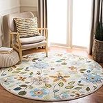 Safavieh Four Seasons Collection FRS429A Hand-Hooked Ivory and Multi Indoor/Outdoor Round Area Rug, 6 feet in Diameter (6' Diameter)