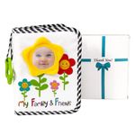 Boczif Baby Photo Album, Baby Memory Book Holds 18PCS 4X6" Pictures, Soft Photo Cloth Book with Sunflower Baby-safe Mirror, Gift Set for Newborn Toddler & Kids