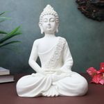 The Advitya Polymarble Meditating Buddha/Buddh/Gautam Buddha Statue Lord Figurine/Idol/Murti Gift Items Showpiece for HomeDecor Decoration Gifting (White - 10.5 inch)