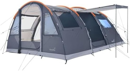 Skandika Tunnelzelt Gotland 4 Sleeper Protect | Camping Zelt für 4 Personen, eingenähter Zeltboden, mit dunkler Schlafkabine schwarz beschichtet, Wassersäule 5000mm | Zelte, Familienzelt, Campingzelt