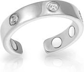 MagnetRX® Magnetic Therapy Ring for Women - Elegant Crystal Ring for Pain Relief, Circulation, Healing & Arthritis Ring - Magnet Pain Rings for Women (Silver | Ring Size: 8), 8, Stainless Steel