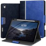 KingBlanc for iPad Air 13-inch Case (2024, M2) with Pencil Holder, Vegan Leather Smart Stand Folio, Auto Wake/Sleep, Multi-Angle for Viewing/Drawing, Protective Cover with Magnetic Closure, Blue