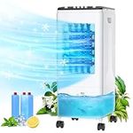 Portable Air Conditioner, 3-IN-1 Air Cooler Evaporative，[6L Water Tank] & 3 Wind Speeds, 60° Oscillation & Universal Casters & 3 Ice Boxes, Air Conditioner/Cooling Fan for Room Office Home.