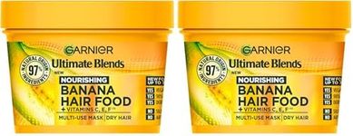 Garnier Hair Food Multi-use Hair Treatment Mask, Nourishes and Conditions, Ideal for Dry Hair, No Silicones, Vegan Formula, Banana, Ultimate Blends, 400ml (Pack of 2)