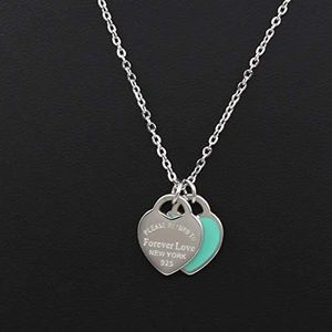 AQUALITYS Love Double Heart Enamel Ladie Forever Love Collana in Acciaio Inossidabile Drift Bottiglie Gioielli Regalo all'Ingrosso per Le Donne