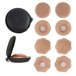 XJSGS Nipple Covers, Womens Pasties Invisible, Silicone Nipple Stickers (Brown-4pairs)