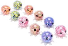 Neliblu Squishy Octopus Balls - Jumbo Mochi Squishy Toys - Easter Basket Stuffers for Teens - Glow-in-The-Dark - Stress Balls for Kids and Adults - 2.3x1.8x1.7 inches (Multicolor) Set of 10