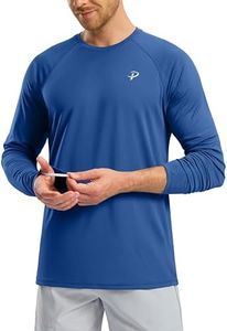 Pudolla Mens Swim Shirt Long Sleeve Hiking Workout Shirts Quick Dry Baselayer Shirt Tee Rash Guard(Royal Blue S)