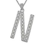 Cubic Zirconia Initial Necklace Letter N Neckalce for Women Girls 925 Sterling Sivler CZ Initial Necklace Bridesmaid Necklace Letter Necklace Best Friendship Gift for Best Friends Jewelry Gift FP0156N