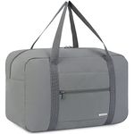 WANDF Small Cabin Holdall Bag 40x20x25 for Ryanair Airlines Foldable Underseat Water-Resistant Hand Luggage, Weekend Overnight Bag for Travel Women Men (Grey 20L)