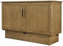 Starlight Canyon Home Warm Brown Queen Cabinet Bed with Reeded Design Flip-Top, Wood & Metal Construction, Includes Upper Cabinet, Drawer, Mattress, Durable, Stylish