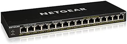 NETGEAR 16-Port Gigabit Ethernet Unmanaged PoE+ Switch (GS316P) - with 16 x PoE+ @ 115W, Desktop or Wall Mount