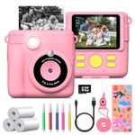 GREENKINDER Kids Camera Instant Print, 2.4'' Instant Print Camera for Kids with 32GB Card & 3 Rolls Print Paper, 1080P HD Kids Digital Camera, Birthday Kids Toys Gifts for Boys & Girls Age 3-12