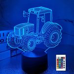 Tractor 3D Night Light for Kid, FULLOSUN Car Illusion Optical Bedside Lamp 16 Color Changing with Remote Control Dim Bedroom Decor Best Creative Birthday Gift for Men Boy Friend