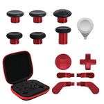 13 in 1 Metal Thumbsticks for Xbox Elite Controller Series 2 Accessories, Replacement Magnetic Buttons Kit Includes 6 Metal Plating Joysticks, 4 Paddles, 2 D-Pads, 1 Adjustment Tool (Plating Red)