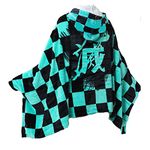 Anime Demon Wearable Blanket Hoodie Throw Blanket Tanjiro Cosplay Cloak Shawl Wrap Nap Quilt 160 * 100 cm/63 * 40in, Green, One size