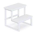 Step Stool for Adults & Kids Holds up to 500Lb,Heavy Duty Sturdy Two Step Stool for Kichen/Bathroom/High beds, Wooden&Metal Frame, Non-Slip Pads