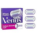 Gillette Venus Deluxe Smooth Swirl Razor Blades Women, Pack of 3 Razor Blade Refills, Lubrastrip with A Touch of Vitamin E, SkinCushion Helps Protect From Shave Irritation