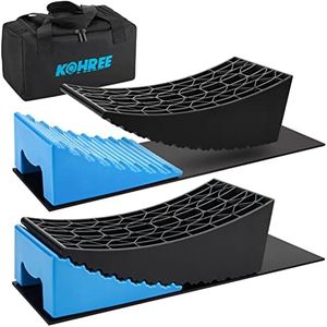 Kohree Camper Leveler, Up to 35,000 lbs, Upgrade 2 Packs Sturdy RV Curved Levelers with 2 Blue Chocks, 2 Non-Slip Mats, 1 Carrying Bag, Rv Accessories for Travel Trailers, 4" Max Leveling Height