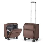 Hanke 16 Inch Underseat Carry On Luggage with Spinner Wheels for Airline, Small Softside TSA Approved Luggage Lightweight Rolling Suitcases Under Seat Personal Item Travel Carry-On Bag(Coffee)