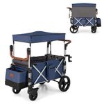 GYMAX Double Stroller Wagon, Portable Baby Strollers with 5-Point Harnesses, Adjustable Push Handle, Removable UV-Protection Canopy and Large Storage Basket, Folding Twin Cart for Kids (Blue+Silver)