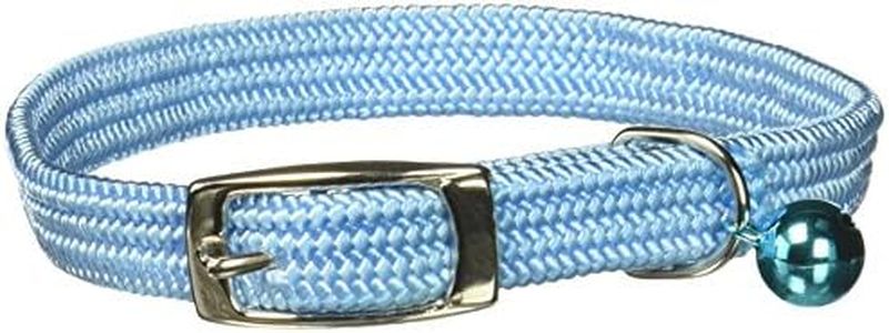 OmniPet Kool Kat Elastic Cat Safety Collar with Bell, Light Blue, 10"