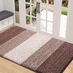 Grandaily Indoor Doormat, 32" x 48" Non-Slip Mud Trapper Absorbent Front Door Mats, Washable Striped Inside Entryway Mat, Low-Profile Welcome Mat Entrance Mat, Brown