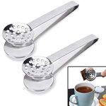 TraderPlus 2 Pack Stainless Steel Tea Bag Squeezer Tongs Strainer Grip Cube Sugar Clip