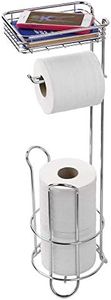 InterDesign Classico Free Standing Metal Toilet Roll Holder, Silver