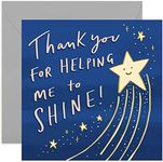 Old English Co. Thank You Helping Me Shine Star Card - End of School Year Card | Suitable for Teachers, Teaching Assistant, Nursery | Blank Inside & Envelope Included