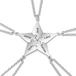 BFF Necklace for 3/4/5/6/7/8 Puzzle Necklaces Personalized Family Friendship Jewelry Set Free Engraving Start Pendants for Graduation Gifts for Her or Him, 5 names, Stainless Steel, cubic zirconia